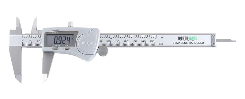[Australia - AusPower] - Accusize Industrial Tools Digital Caliper, 0-6''/0-150 mm Range by 0.0005''/0.01 mm Resolution, Large LCD, Ip54 Water Resistant, 2015-0150 
