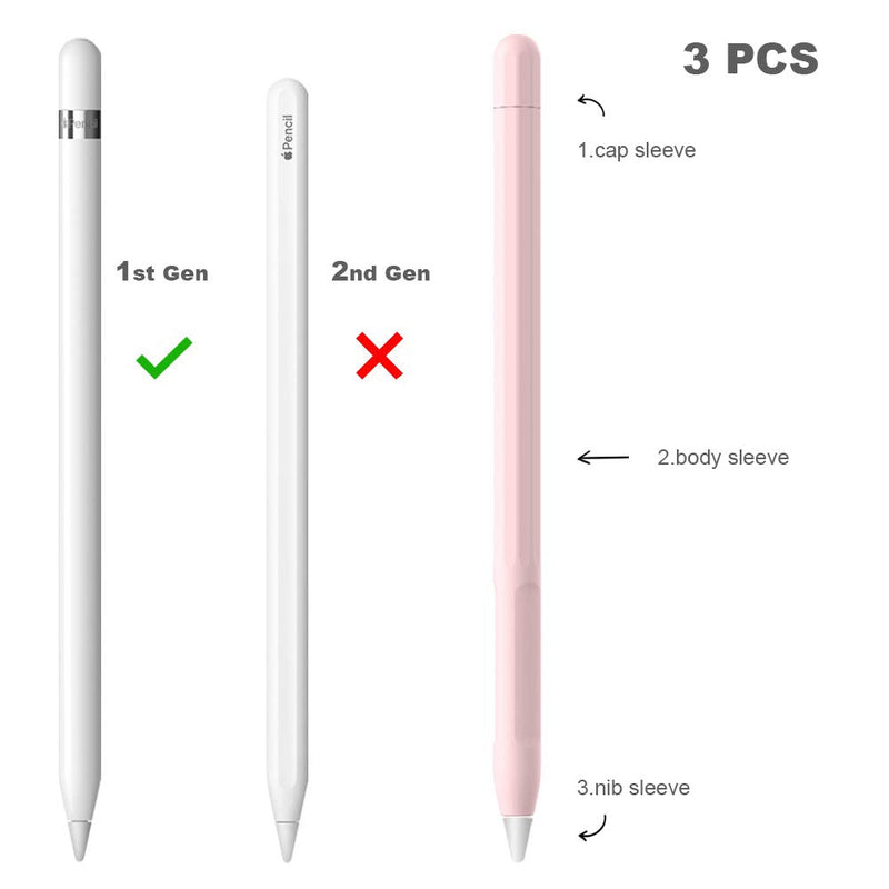 [Australia - AusPower] - YINVA Case for Apple Pencil Apple Pencil Accessories Grip Holder for Apple Pencil 1st Generation Cover Sleeve for Apple Pencil with Protective Nib Cover for iPad Pencil(Pink) Pink For 1st Gen 