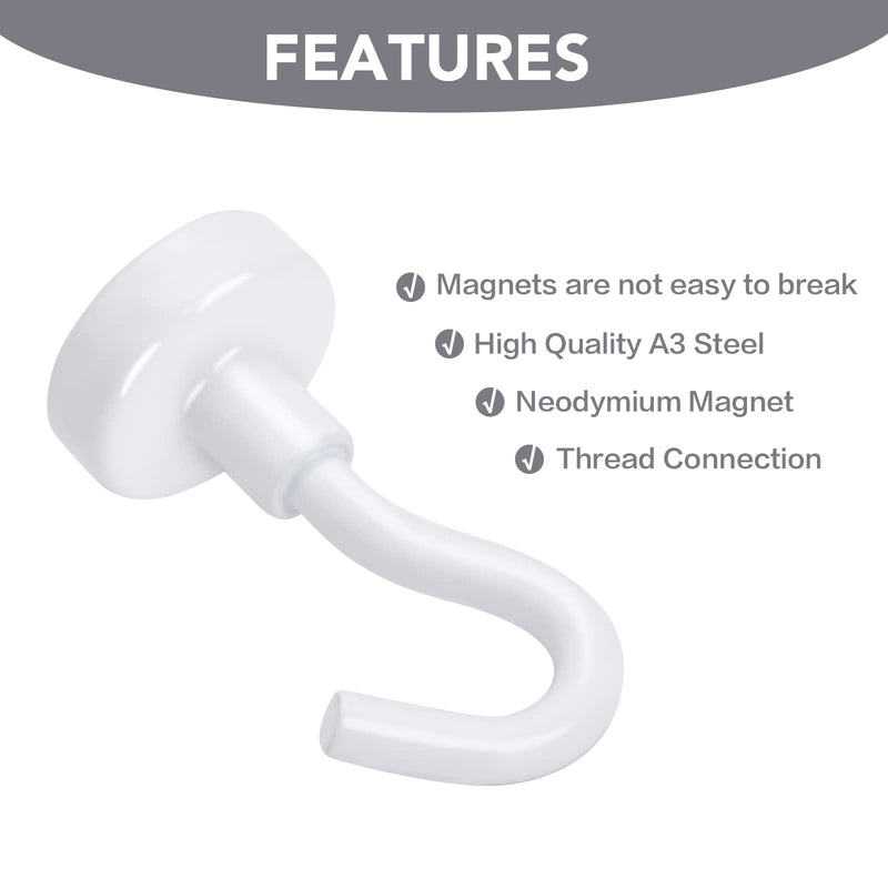 [Australia - AusPower] - E BAVITE Strong White Magnetic Hooks Heavy Duty, 25Lbs 10 Pack Rare Earth Magnets Hook for Refrigerator, Grill, Home, Kitchen, Office, Cruise 10P 