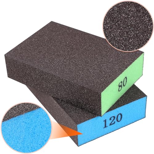 Romeda sanding sponge 24-pack with 60/80/120/220 grits for wood, drywall, sheetrock, and metal glazing