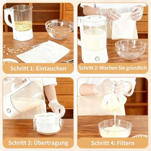 Pack of 6 Nut Milk Bags, 200 Mesh Reusable Straining Cloth, Cheese Cloth, Fine Mesh Filter Cloth with Drawstring, Organic Washable for Nut Milk, Cheese, Fruit Juice, Coffee, Yogurt, Vegetable Juice (20 × 30 cm)