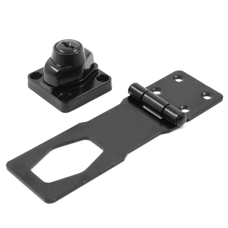 [Australia - AusPower] - 1 Pc 4 Inch Keyed Hasp Locks, Twist Knob Keyed Locking Hasp with Screws, Safety Lock for Small Doors, Cabinets (Black) 4inch Black 