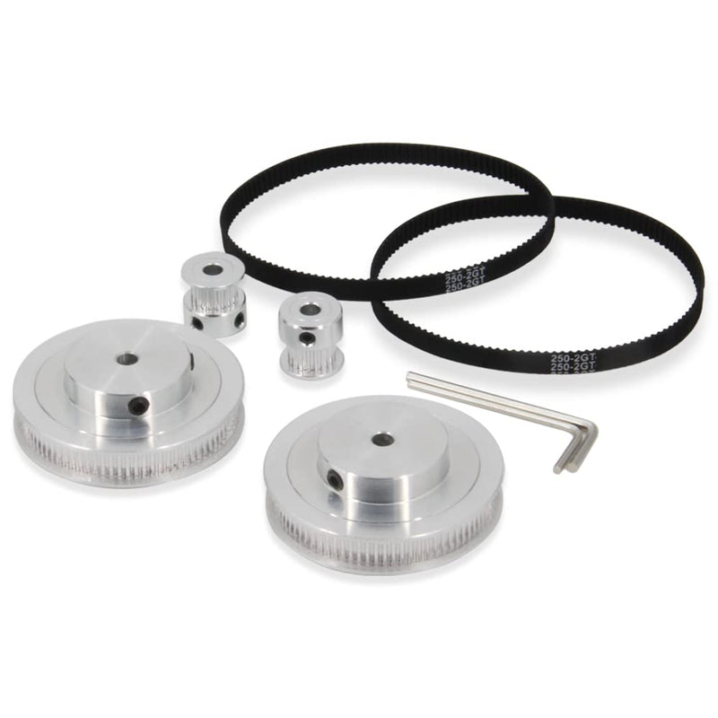 [Australia - AusPower] - 2Kit 2GT Synchronous Wheel 20&80 Teeth 5mm Bore Aluminum Timing Pulley with 2pcs Length 250mm Width 6mm Belt (20-80T-5B-6) 20-80T-5B-6 