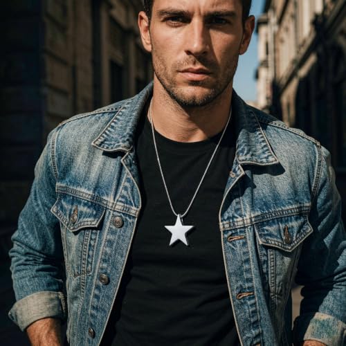 zeqingjw Star Shape Urn Necklace for Ashes Stainless Steel Urn Pendant Cremation Jewelry for Ashes Memory Keepsake Gifts Jewelry for Women Men Silver Star