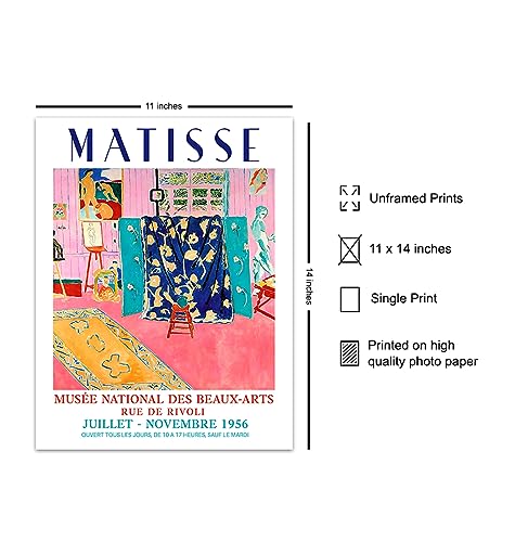 Matisse Aesthetic Wall Art 11x14 - Mid Century Modern Minimalist Abstract Print for Bedroom, Living Room Decor - Contemporary Museum Pictures - Womens Home Decor - Gallery Wall Art Poster 11"L x 14"W