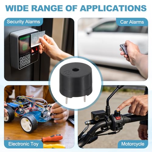 sourcing map 20 Pcs Passive Buzzer DC 1.5-5V 12x8.5mm Electric Tone Buzzer Alarm Piezo Beep Sounder Continuous Sound Beep for Physics Circuits Alarm Safety Development Boards House Shop