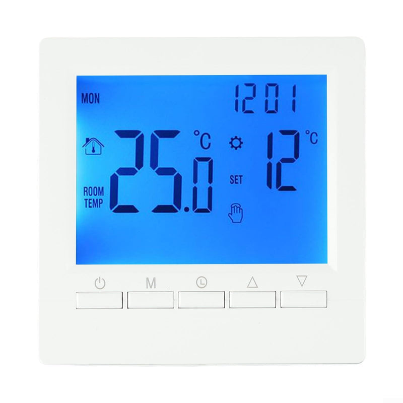 [Australia - AusPower] - Programmable Digital Room Thermostat with LCD Display for Gas Boiler Heating Control, UnderfloorTemperature Controller for Home Heating Boiler, Wall Mounted Or Freestanding, 5-90°C Range 