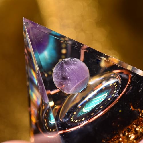 Twelve Constellations Orgone Pyramid Natural Amethyst with Obsidian Healing Crystals for Protection Chakra Positive Energy Gift Home Decor (Virgo) Virgo