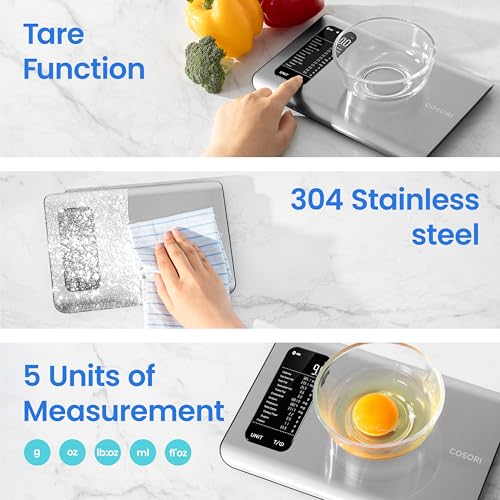 Cosori Smart Kitchen Food Scales with UK database, Calorie Counting, Silver