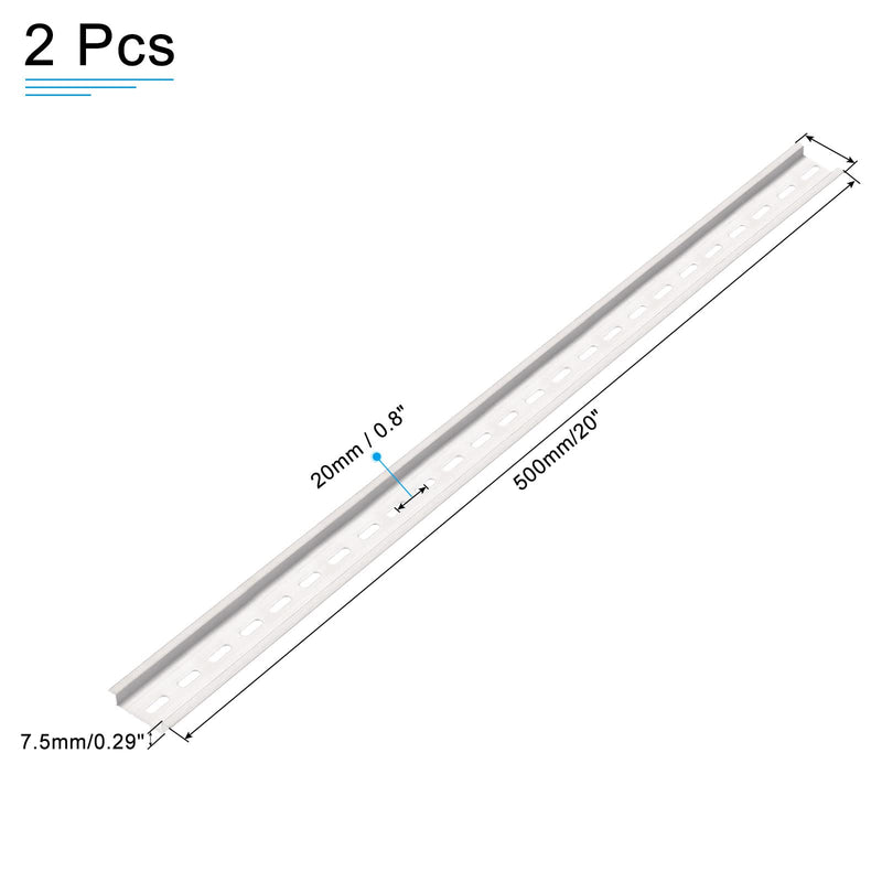 [Australia - AusPower] - MECCANIXITY DIN Rail Slotted Aluminum Mounting Guide 500mm Long 35mm Wide 7.5mm High Silver Tone Pack of 2 500mm x 35mm 