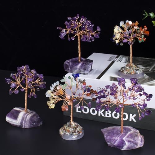 Chakra Crystal Tree for Energy Alignment and Balance, Handmade Gemstone Bonsai Tree with 7 Healing Crystals, Meditation, and Home Decor, for Wellness Enthusiasts and Yoga Practitioner Seven Chakras