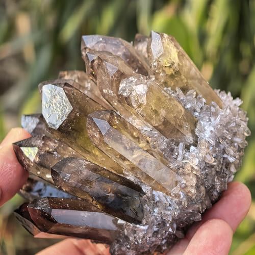 Natural Quartz Crystal Point Cluster, Reiki Healing Stone, Home Decor Gift (About 220g Smoky Quartz) About 220g Smoky Quartz