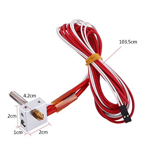 3D Printer Parts Ender MK8 0.02inch Nozzle Extruder Steel Heater Block Assembly Hot End Assembled Compatible with Prusa I3 3D Printer with Line Pipe 30mm and 0.4mm Nozzle