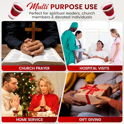 Portable Communion Set for Travel, Home, and Wedding - Communion Kits for Home Visits Premium Communion Ware Set