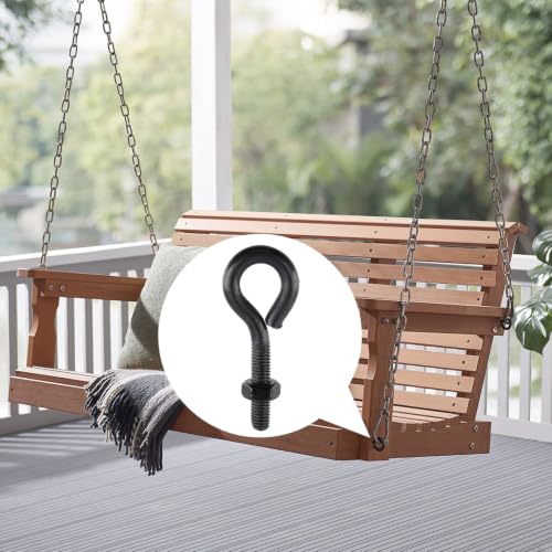 Dnyta M10x50 black eye bolts with nuts, 6-piece set for hanging or securing cables