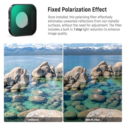 NEEWER PL ND Filter Compatible with GoPro Hero 13 12 11 10 9 Black, 4 Pack PL ND8 ND16 ND32 HD Multicoated Slim Neutral Density Polarizer Lens Filter Kit Action Camera Accessory, FL-GP18 Plastic Frame 4 Packs ND+PL