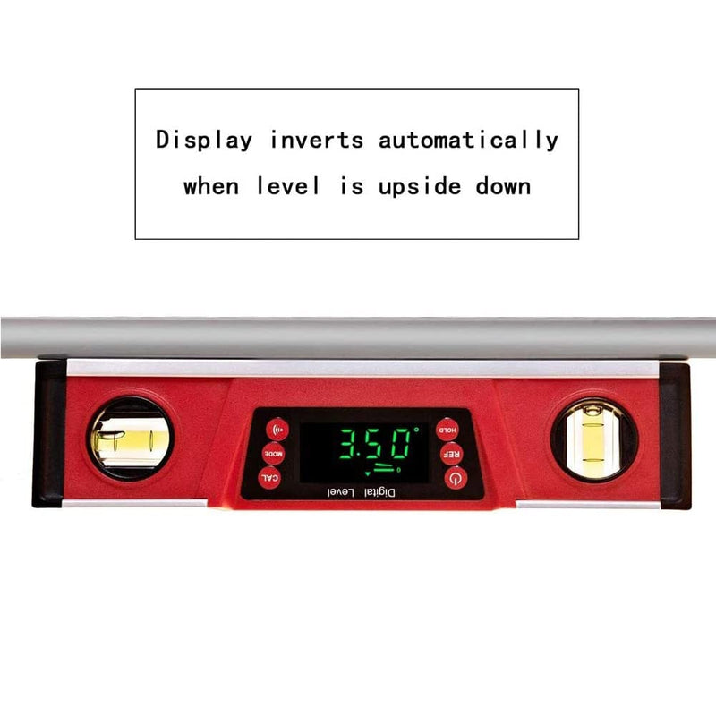 [Australia - AusPower] - 10-Inch Digital Torpedo Level and Protractor | Neodymium Magnets | Bright LED Display | V-GROOVE MAGNETIC BASE | IP54 Dust/Water Resistant smart level with Carrying Bag Red 