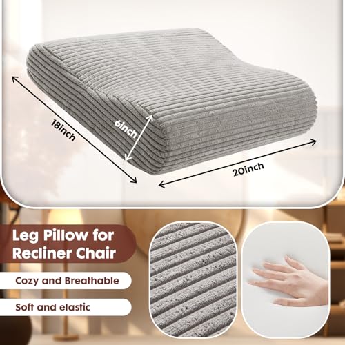 B Shape Corduroy Recliner Foot Pillow, Foam Extra Large Foot Rest Cushion with Adjustable Straps, Suitable for Bed Chair Sofa Headrest Back Lumbar Leg Support Pillow (Dark Grey) Dark Grey