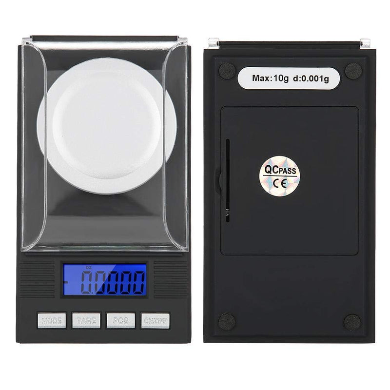 [Australia - AusPower] - Digital Milligram Jewelry, LED Digital Display Mini Portable High Precision 0.001g Pocket Jewelry with Calibration Weights Tweezers and Weighing Pans (10g) 