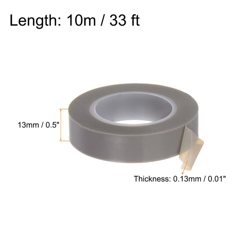 HARFINGTON PTFE Film Tape Roll, 0.5" x 33 ft High Temperature Tape 0.13mm Thickness with Single Side Adhesive for Vacuum Sealer Machine, Hand Impulse Sealers, Gray