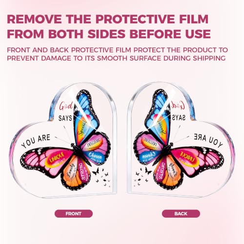 8 Pack Christian Gifts for Women, Butterfly Inspirational Religious Acrylic Plaque Set, Spiritual Birthday Gifts for Mom Sister Girl Coworker Catholic Female Friends, Bible Verse Desk Decor Sign for Home Office
