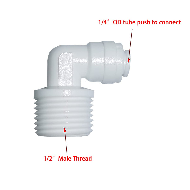 [Australia - AusPower] - MALIDA Quick Connector Male Adapter Elbow and Straight Combination, 1/2 Inch NPT Thread x 1/4 Inch Tube OD Push to Connect Fittings, for Water Filter purification systems.(pack of 10) 1/2"NPT x 1/4"OD 