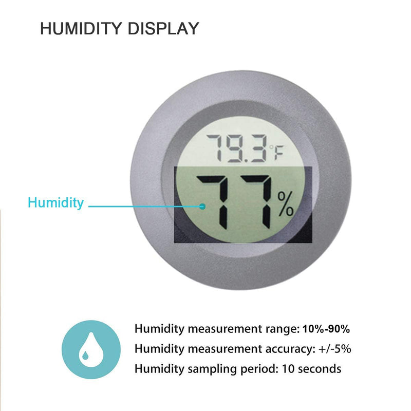 2-Pack Mini Hygrometer Thermometer Fahrenheit or Celsius Meter Digital LCD Monitor Indoor Room Round Humidity Temperature Gauge for 3D Printers Guitar Case Greenhouse Babyroom Reptile Incubator 2