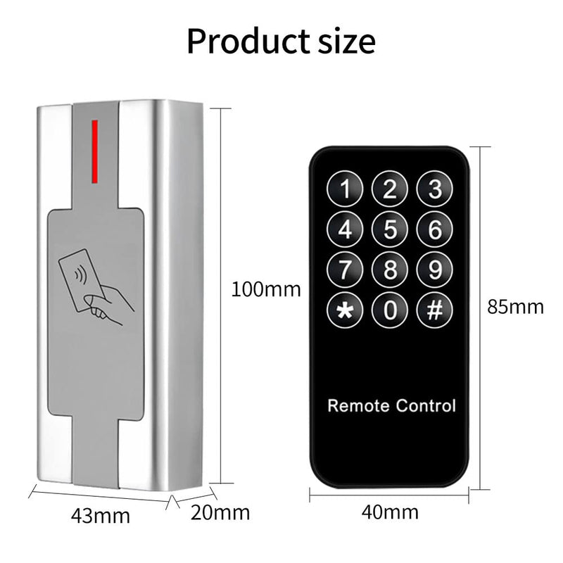 Access Control RFID Reader,Waterproof Access Control System,Access Controler for Electric Magnetic Lock,Proximity Door Entry Keypad,Gate Opener,Zinc Alloy Shell,Wiegand in+Out,Latch Doors Reader