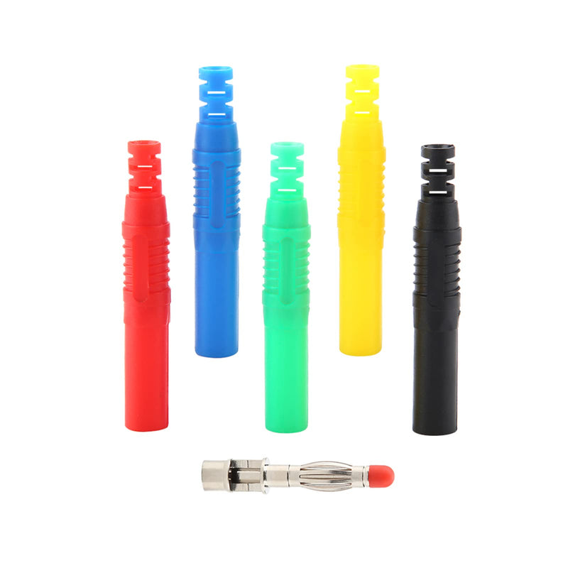 [Australia - AusPower] - P3013 10pcs Insulated Safety Shrouded, 5colors Retractable Sheath 4mm Banana Plug Seal Pr otection Shrouded DIY Cable Connectors Adapters for Electrical Testing, 2pcs Per Color 