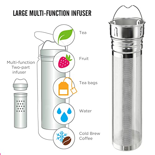 GROSCHE Chicago Steel Vacuum Insulated Tea Infuser Bottle, White, 32 fl oz 16 Ounces