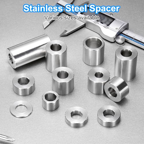 uxcell 5-piece stainless steel round spacers, 1/2-inch bore x 1-inch OD x 1-1/8-inch length