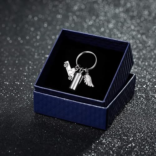 Gredstar Cremation Urn Keychain for Ashes, Cylinder Memorial Keepsake Silver