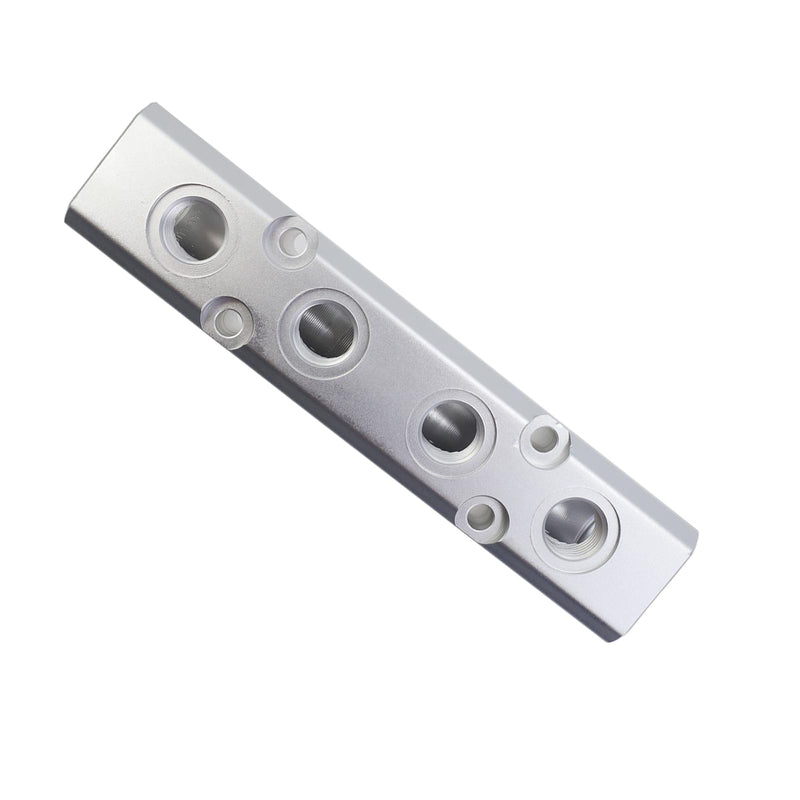 [Australia - AusPower] - Antrader 4 Way Pneumatic Manifold Air Distribution Block,4 Way 6 Port Aluminum Alloy Air Compressor Manifold Distribution Block 1/2"PT Input Port 1/4"PT Output Port,1Pcs 4 Way 6 Port Silver 