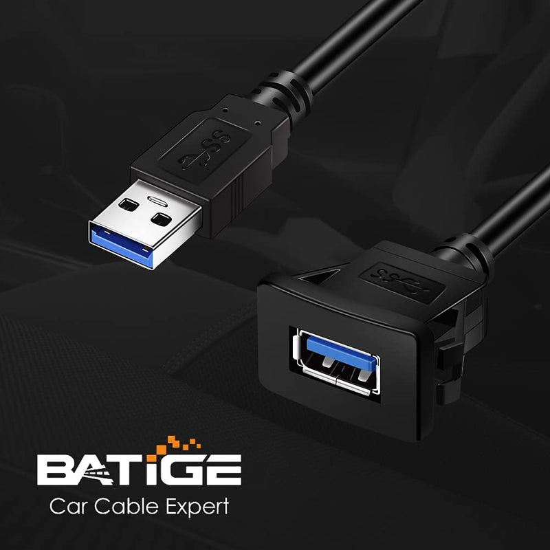 5 Pack Square Single Port USB 3.0 Car Mount Flush Cable USB 3.0 Panel Flush Mount Extension Cable Waterproof for Car Truck Boat Motorcycle Dashboard 3ft 5