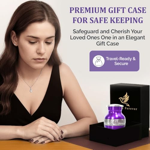 Small Urns for Human Ashes - Elegant Keepsake Cremation Urns - Purple Set of 4