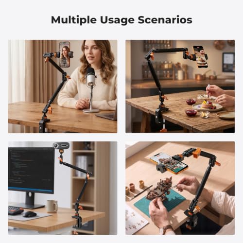 K&F CONCEPT 22" Magic Arm with Desk C-Clamp, Overhead Desk Camera Mount 22" Magic Arm with C-Clamp