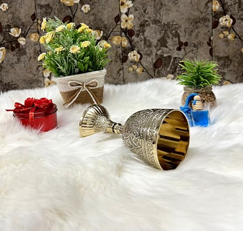 Wine Chalice Goblet - 1x Gifts For Communion Cup Inspired Games Of Thrones Brass Chalice | King Arthur Goblet 240ml
