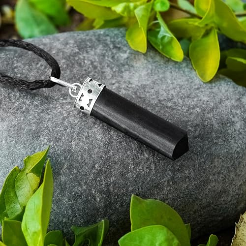 Black Tourmaline Necklace & Moonstone Necklace - Healing Crystals Pendant for Powerful Protection. Stress Relief. Raw Stone Jewelry for Men & Women