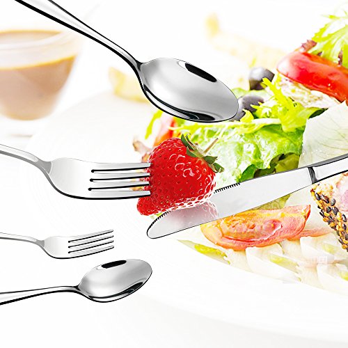 Eslite 24-piece stainless steel salad forks set, 8-inch, with polished handles for dinner and salad use.