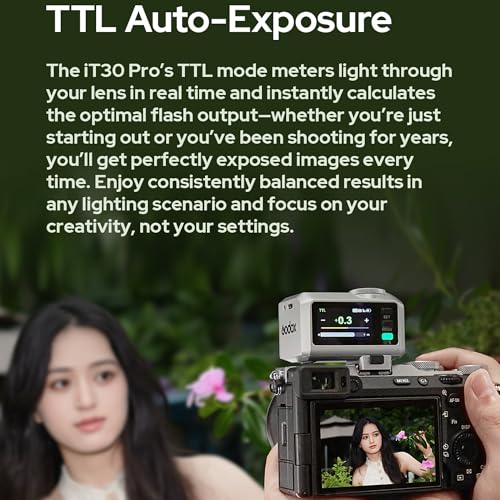 GODOX IT30Pro TTL Mini Camera Flash Light,Full-Color Touchscreen,HSS 1/8000 Second,2.4GHz X System,Built-in Diffuser and Battery IT30PRO-C (for Canon) IT30PRO-Canon