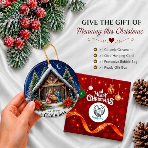 Nativity Christmas Ornament 2026 Snowy Stable Manger Faith Gift