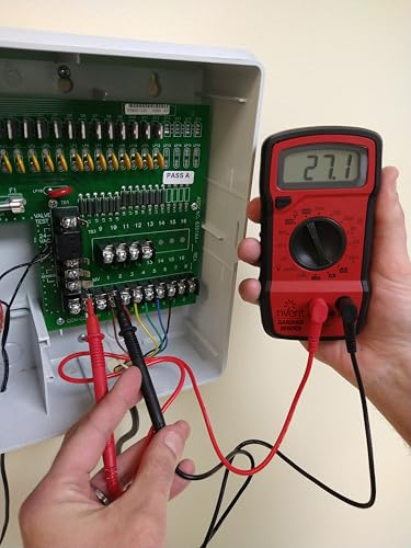 Gardner Bender GDT-3190 digital multimeter with red body, black rubber boot, and manual 4-function controls