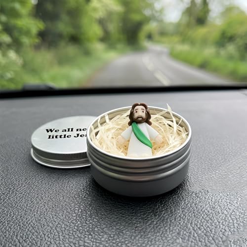 Mini Jesus Figure in Tin Box-Christian Easter Gifts,Inspirational Green