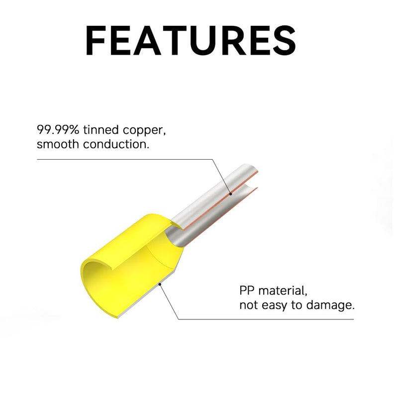 [Australia - AusPower] - HKS 800PCS Wire Ferrule Connectors - AWG 14-2.5mm² Copper Barrel Pin Cord Ends Insulated Ferrules Terminals - E2508 Blue #14 AWG E2508 