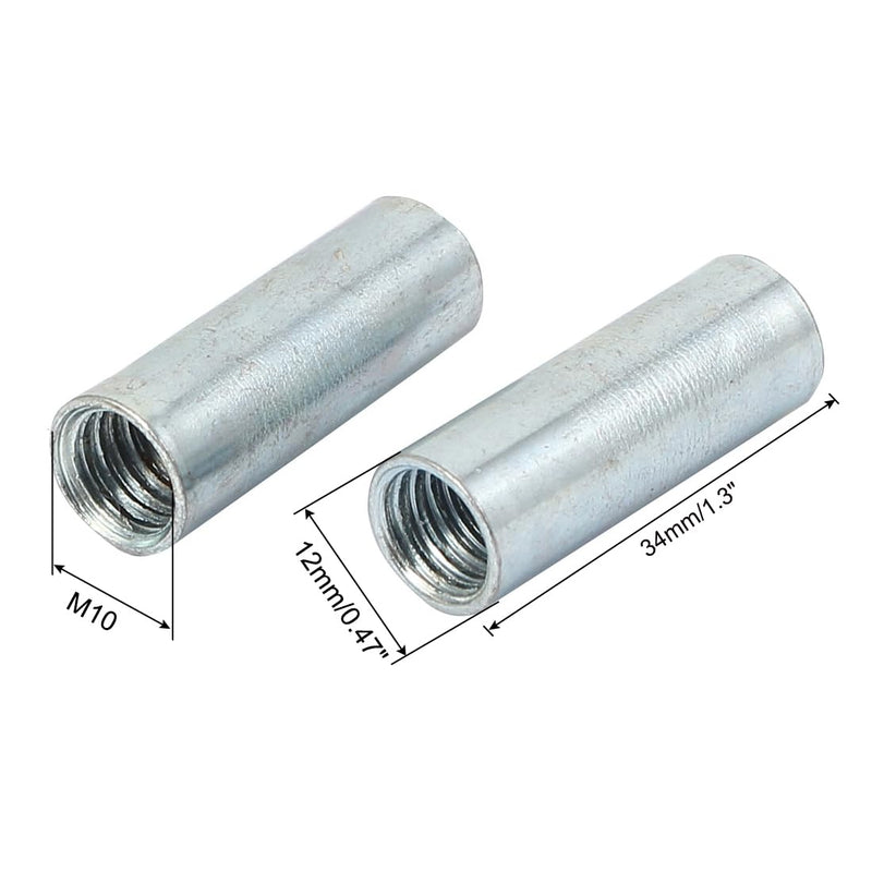 [Australia - AusPower] - uxcell a16041400ux0830 Round Rod Coupling Nut M10 Female Thread Rod bar Stud Metal Round Coupling Connector Nuts 10 Pcs 