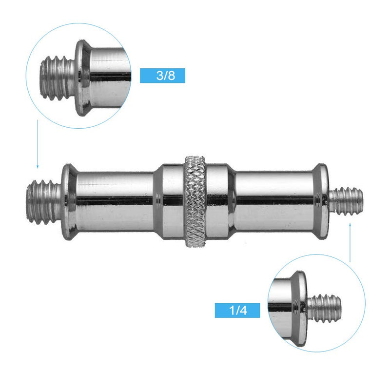[Australia - AusPower] - 2 Pieces Standard 1/4 to 3/8 inch Metal Male Convertor Threaded Screw Adapter Spigot Stud for Studio Light Stand, Hotshoe/Coldshoe Adapter, Ball Head, Wireless Flash Receiver, Trigger 