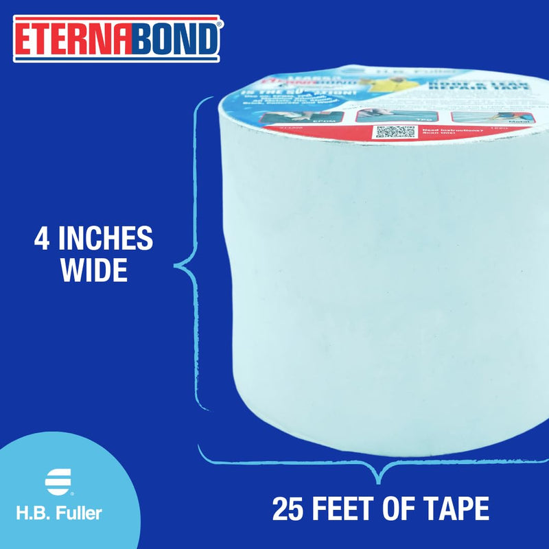 EternaBond RoofSeal White 4" x25' MicroSealant UV Stable RV Roof Seal Repair Tape | 35 mil Total Thickness - EB-RW040-25R - One-Step Durable, Waterproof and Airtight Sealant 4" x 25'