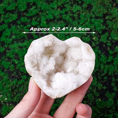 Erliway Moroccan Agate Geode with Crystal Natural Heart-Shaped Agate 2-2.4"
