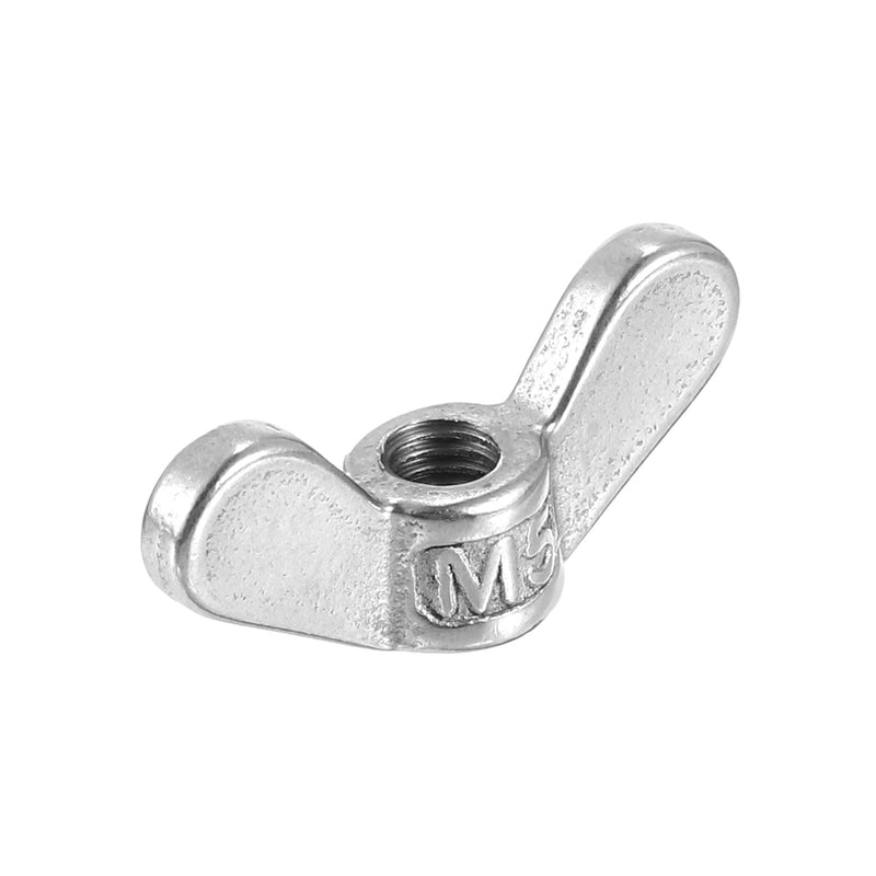 [Australia - AusPower] - uxcell M5x0.8mm Wing Nut 12 Pcs, 304 Stainless Steel Butterfly Wing Nuts Fasteners Parts Hand Twist Tighten Wing Nuts for Machinery Electronic Equipment DIY, Silver 