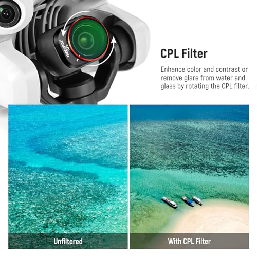 NEEWER ND & CPL Filter Set Compatible with DJI Mini 4 Pro, 8 Pack UV CPL ND8 ND16 ND32 ND64 ND128 ND256 CPL Polarizer Neutral Density Drone Lens Filters, Multi Coated HD Optical Glass/Aluminum Frame Mini 4Pro 8 Pack ND&CPL&UV Filter